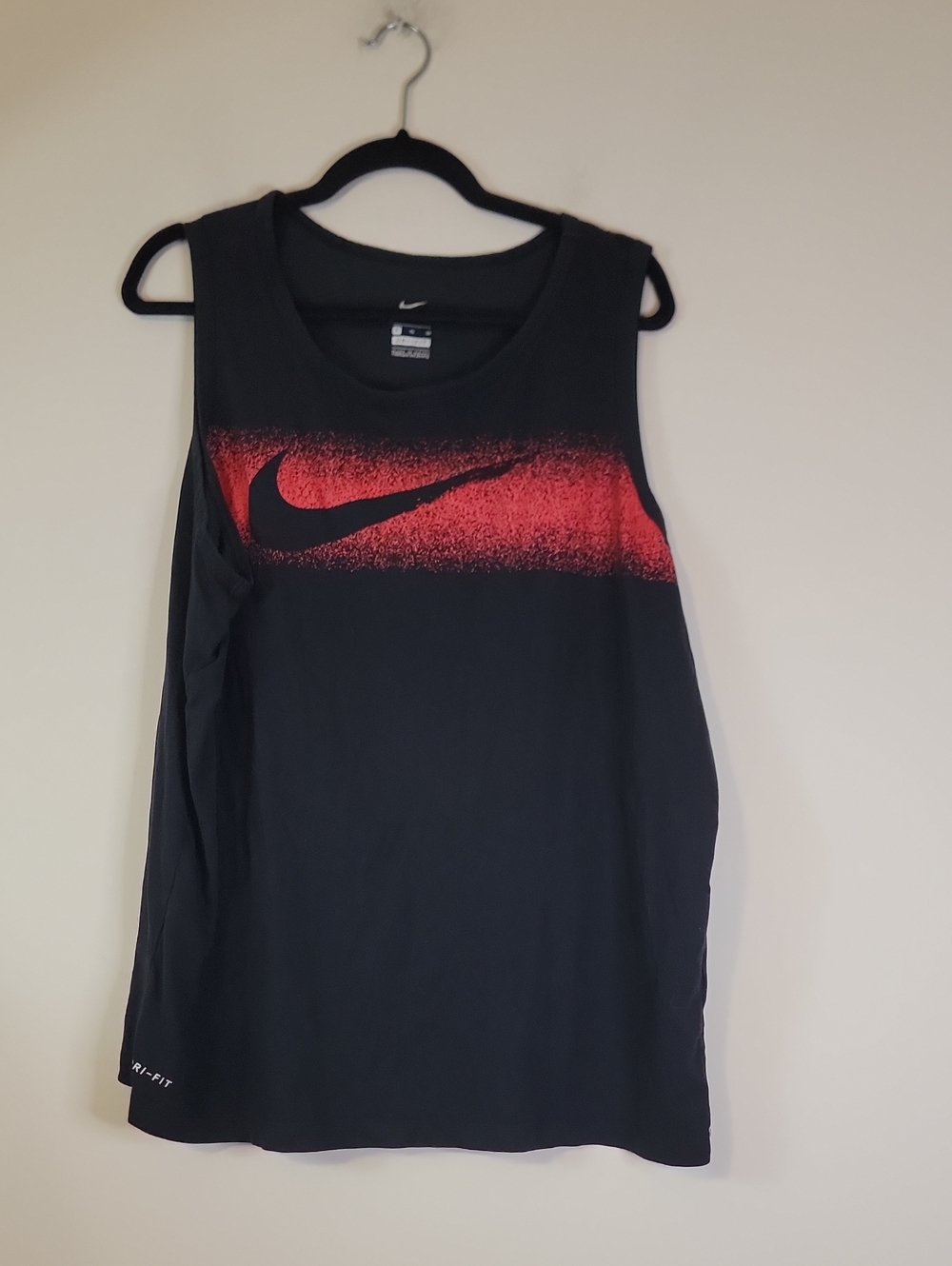 Nike Black Tank with Red Gradient Swoosh